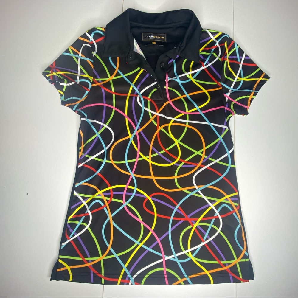Loudmouth Polo Golf shirt Size Small Black Scribblz